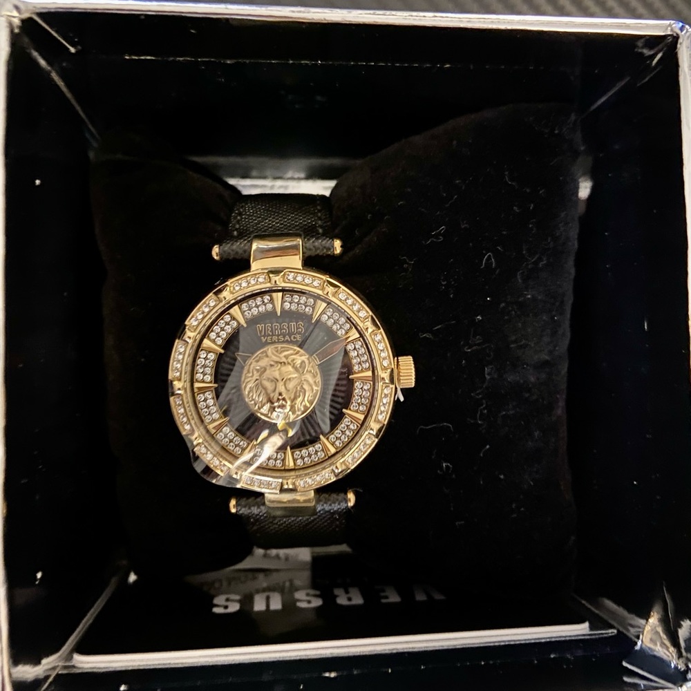 Versace 36mm Stainless Steel & Leather-Strap Female Watch